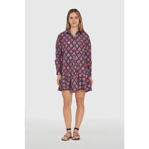 LIVRO Polly Shirt Mini Dress in Holiday Flowers Brown S NWT Cottagecore Boho